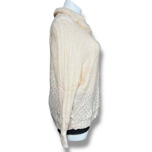 Y2K Apt 9 Womens Cowl Neck Open Knit Sweater Pullover Slouch Fit Pink Gold Large - Picture 2 of 10